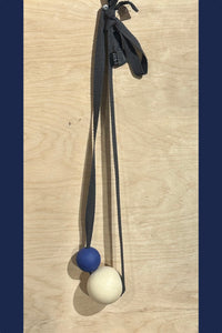 Alty. - Giant Ball Necklace - Grey Strap Natural  + blue ball