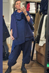 Polly Cowl - Blueberry Linen Asymmetrical  T- shirt