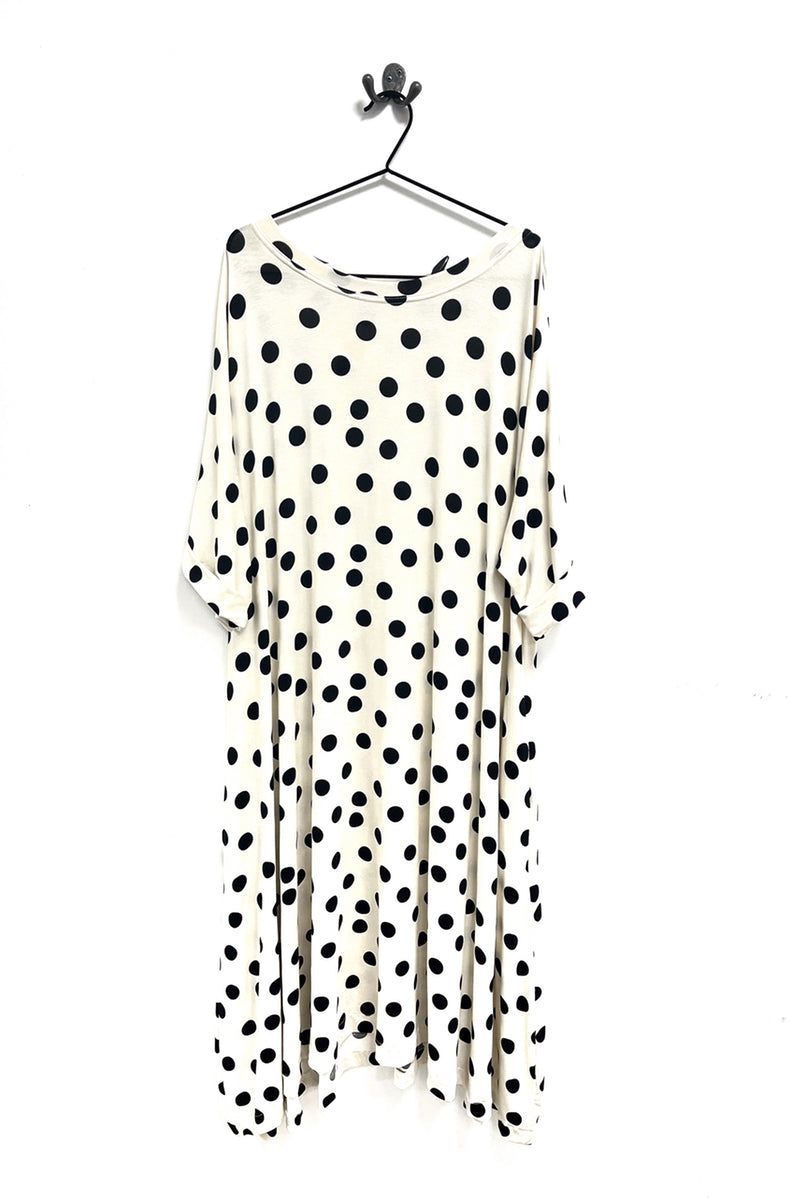 Zana - Longer Length Ivory Polka Dress