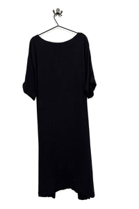 Zana- Black Viscose Linen Look Dress
