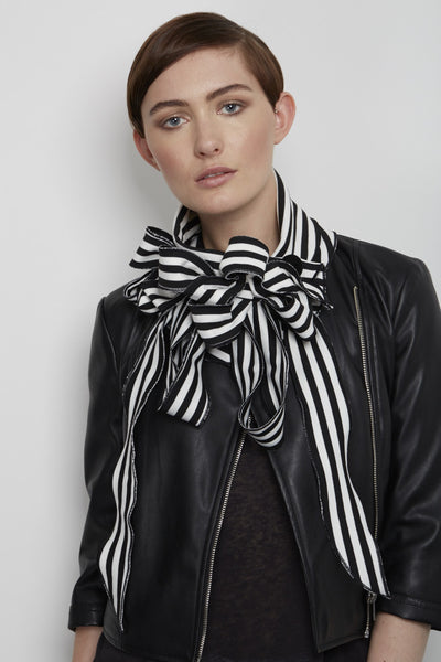 Black white best sale striped scarf